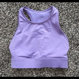 Purple Fabletics sports bra